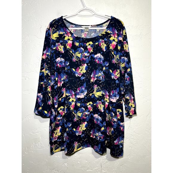 Cj Banks floral layered blouse womens 2X fairy boho flowy cottagecore - Picture 1 of 8